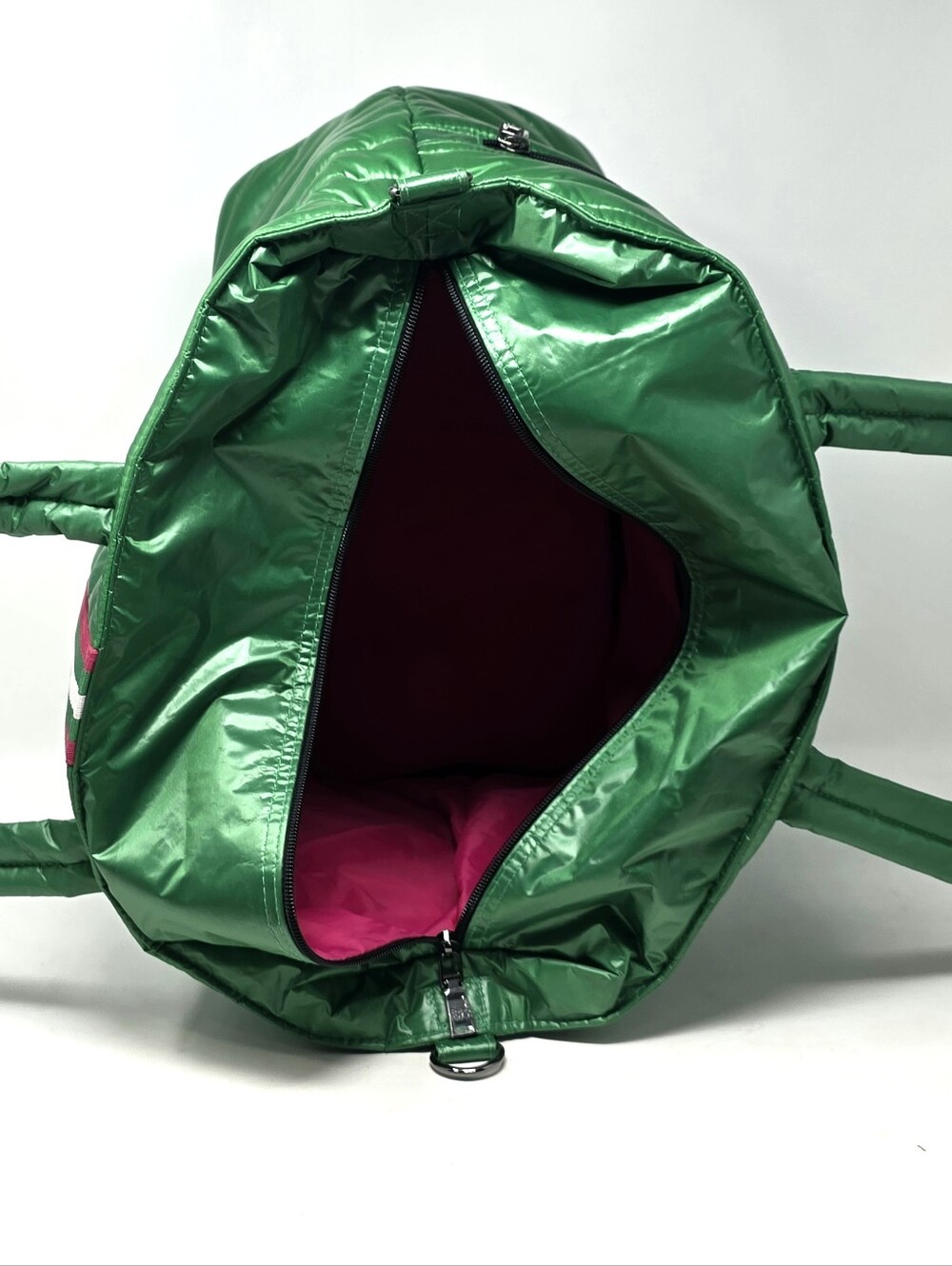 Think Royln Life On The Fly Puffy Tote Bag Large Green Pink, No Shoulder Strap - Picture 8 of 16